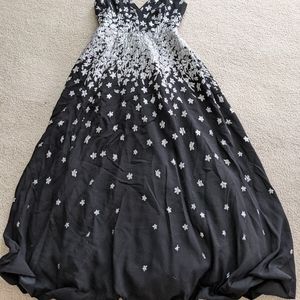 Monique Lhuillier silver flower gown, size 10